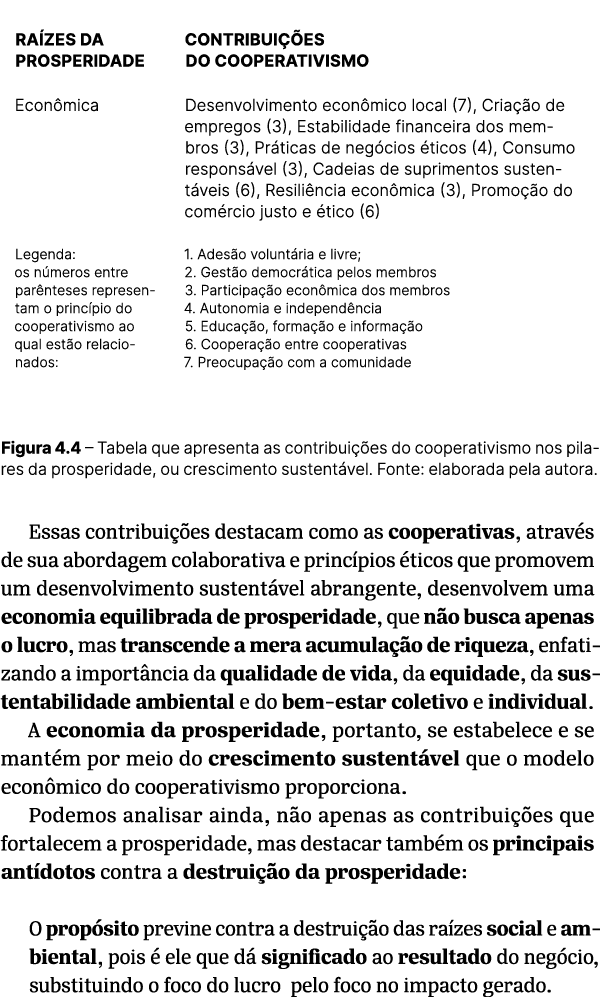  Figura 4.4 – Tabela que apresenta as contribui es do cooperativismo nos pilares da prosperidade, ou crescimento sus...