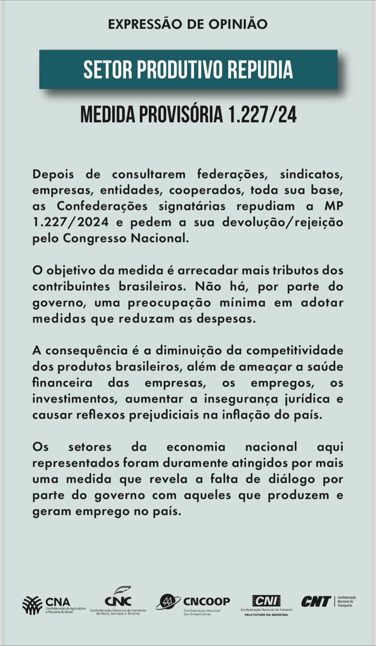 Sistema OCB e confederações repudiam MP que compensa desoneração da folha