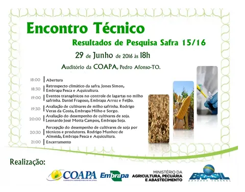 Encontro em Pedro Afonso apresentará resultados de pesquisas agrícolas 