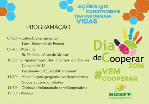 Dia de Cooperar 2016 no Piauí terá lançamento em 8 de abril