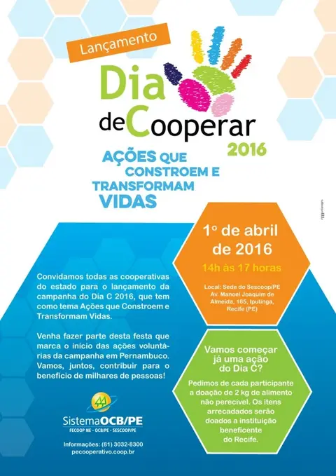 Cooperativas de Pernambuco já podem se preparar para o Dia C 2016